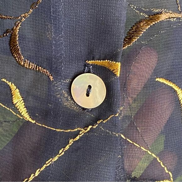 🚨FINAL OFFER Moda International Black Sheer Button Down Top Size Large - Picture 7 of 16